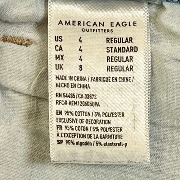 American Eagle Skinny Mom Jeans Women's 4 Blue Distressed Light Wash High Rise - Picture 7 of 9
